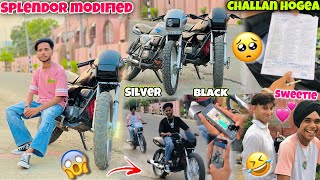 Splendor Modified😍  Black Or Silver 🔥  Challan Hogea🥺  Reels Shoot In Iphone 13 Pro😱 [upl. by Morse]