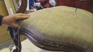 Stuffing and stitching an antique Victorian seat [upl. by Henka228]