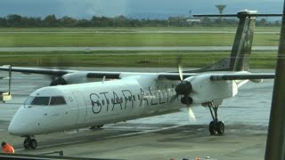 Flying the Dash 8 Q400 over the Alps to Zurich from Lyon with Swiss International Air Lines [upl. by Esyli]