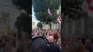 Crowd protest outside Downing Street demanding Tommy Robinson be released london [upl. by Glynas]