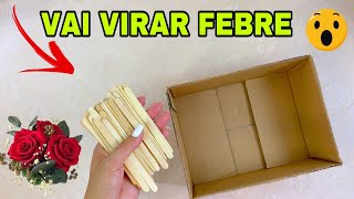 IDEIA CRIATIVA COM CAIXA DE PAPELÃO E PALITOS DE PICOLÉ FAÇA VOCÊ MESMO viral comartilhe diy [upl. by Tadich]