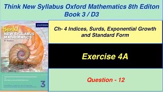 Exercise 4A Question 12 Oxford New Syllabus Mathematics 8th edition Book 3  D3 EX4A D3 [upl. by Valerio]