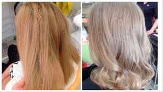 HOW to GET PERFECT ASH BLONDE HAIR FROM YELLOW   hair bleaching  ENG  cold blond  light brown [upl. by Dlaregztif]