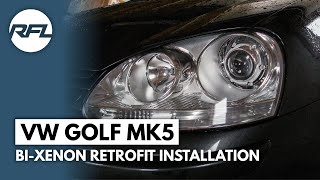 VW Golf Rabbit MKV MK5  HID Xenon DIY custom Headlight Upgrade installation [upl. by Bully]