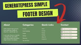 How to Create a Simple Site Footer in GeneratePress [upl. by Lonier]