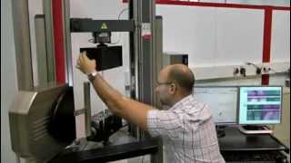 Extensometer videoXtens  Tensile tests on construction steel [upl. by Lehpar]