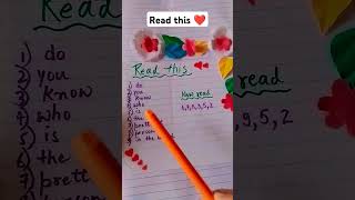 Read this ❤art shorts youtubeshorts challenge trending english stationery learnenglish [upl. by Nemlaz589]