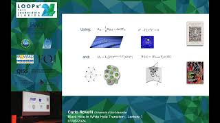 Carlo Rovelli Black Hole to White Hole Transition  Lecture 1  Loops24 Summer School [upl. by Yajet974]