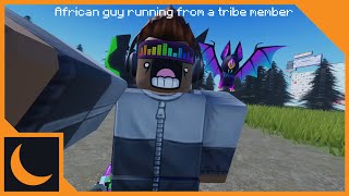 African guy running from a tribe member BUT ROBLOX [upl. by Casia]