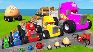 Big amp Small Long Mack Truck with POU Truck vs Slide Colors vs Train Thomas  BeamNGDrive [upl. by Millisent]