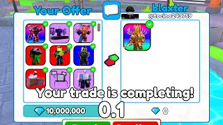 😱OMG 🔥 I TRADE ALL MY INVENTORY ON UPGRADEDED TITAN CLOCKMAN 💎  Toilet Tower Defense [upl. by Elliot]