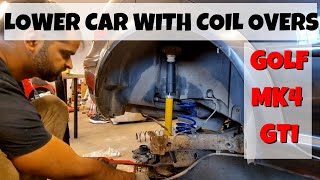 How to Easily Lower Car with Coilovers  VW Golf Mk4 GTI  Episode 7 [upl. by Ahsiena]