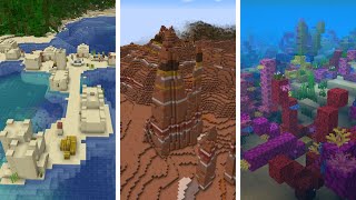 Eroded Badlands Coral Reef 2 Desert Temples and 4 Villages Seed for Java 118  Minecraft [upl. by Ieso]