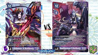 DIGIMON TCG Lilithmon X Purple vs Three Musketeers Purple [upl. by Lleksah]