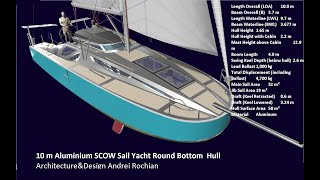 10 m Aluminium SCOW Sail Yacht PERFORMANCE PREDICTION ArchitectureampDesign Andrei Rochian [upl. by Mungam]