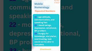 Mobile Numerology  Repeated Numbers in Mobile Numbers  Part 1 [upl. by Lucchesi]