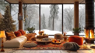 ❄️Winter Cozy Terrace Ambience with Slow Piano Jazz  Falling Snow and Fireplace for Relaxation [upl. by Arlon347]