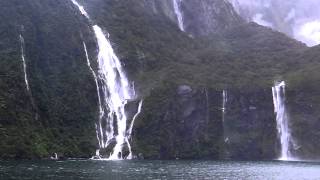 Milford Sound NZ Waterfalls Fiordland National Park [upl. by Eey]