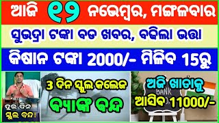 Todays breaking news odisha  Odia News  12 November 2024  CM Kisan subhadra yojana online aply [upl. by Desmond]