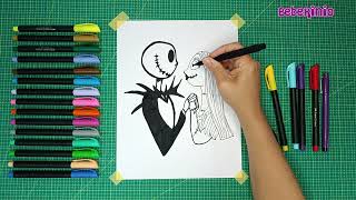 Drawing JACK SKELLINGTON and SALLY from NIGHTMARE BEFORE CHRISTMAS [upl. by Philana]