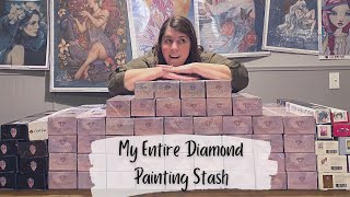 My Entire Diamond Painting Stash  How many kits do I have after one year [upl. by Aneetsirhc]