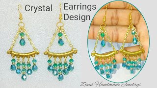 Crystal Earrings Making  Crystal Beaded Earrings  Handmade Jewelrys [upl. by Idner]