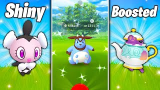 BAD NEWS ABOUT SINISTEA IN POKEMON GO Shiny BOOSTED Pokemon  Just My Cup of Tea Event [upl. by Gussman]