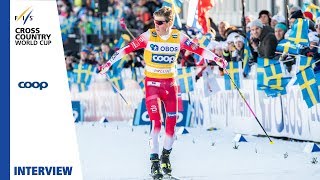 Johannes H Klaebo  quotReally hard racequot  Mens Sprint  Falun  FIS Cross Country [upl. by Noissap]