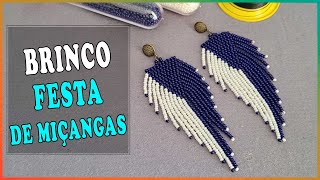 Brinco para festa de miçangas com franjas [upl. by Eugor]