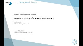 Workshop 2024 Lesson 3 Rietveld refinement basics [upl. by Aliuqat]