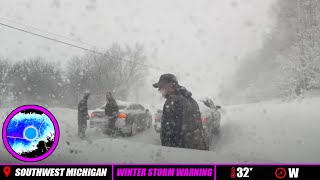 Live SW Michigan Winter Storm Warning  Lake Effect Snow Coverage [upl. by Fusco588]