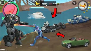 Rope Hero Vice Town  Rope Hero Shoot Laser Beam to Police CAR Robot  Android Gameplay HD [upl. by Nibla]