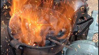 Blacksmithing  File to Knife with Mini Charcoal Forge [upl. by Scever]