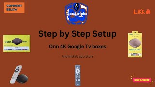 step by step setup of the onn 4K tv streaming boxes and install app store [upl. by Krystalle]