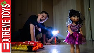 Crazy Doll Nerf Battle Round 3 Sneak Attack Squad VS Spooky Doll [upl. by Anaugahs]