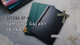 Samsung Galaxy Tab S8 5g Aesthetic Accessories  setting up  first Impressions  widget [upl. by Neeleuqcaj]