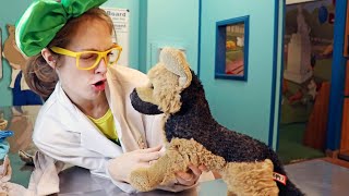 Pet Hospital Pretend Play  Health Checkup And Walking Dogs With Brecky Breck [upl. by Naivatco]