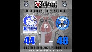 Dec 9 2023 U14 Vs Ancaster Magic 2 [upl. by Elleirad954]