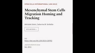 Mesenchymal Stem Cells Migration Homing and Tracking  RTCLTV [upl. by Adelina]