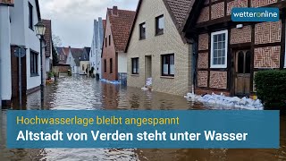 Hochwasserlage bleibt angespannt – Altstadt von Verden unter Wasser [upl. by Anahtor]