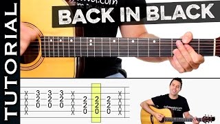 Como tocar Back In Black en guitarra Acústica tutorial completo [upl. by Pancho148]