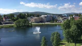 Finnsnes sentrum og Finnsnesvatnet en sommerdag [upl. by Ehman]