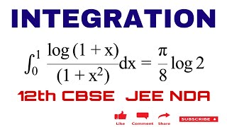 Evaluate  ∫log1  x1  x2 dx x ∈ 01 Integration 12th HOTS CBSE JEE NDA [upl. by Nirtiac]