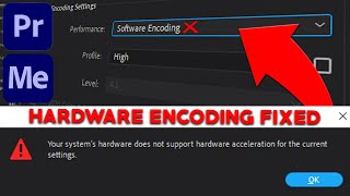 How to fix Hardware Encoding in Media EncoderPremiere Pro EASY FIX 2022 [upl. by Avevoneg166]