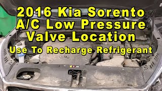 2016 Kia Sorento AC Low Pressure Valve Port Location  Use To Recharge HVAC Refrigerant Freon [upl. by Allix]