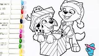 Coloring Paw Patrol Marshall for Christmas  Fun Holiday Activity for Kids [upl. by Finny]