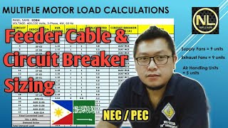 How to size main circuit breaker and feeder cable of multiple motor loads  Engr Noel [upl. by Nivad914]