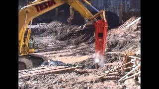 NPK GH50 Hydraulic Hammer  Site Development Excavation [upl. by Lud]