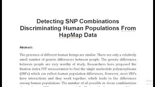 Detecting SNP Combinations Discriminating Human Populations From HapMap Data [upl. by Swetiana]