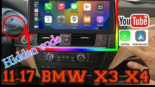 20112017 BMW X3 X4 Carplay Android Auto wireless mirror cast youtube Netflix waze Hidden code 122quot [upl. by Dranrev549]